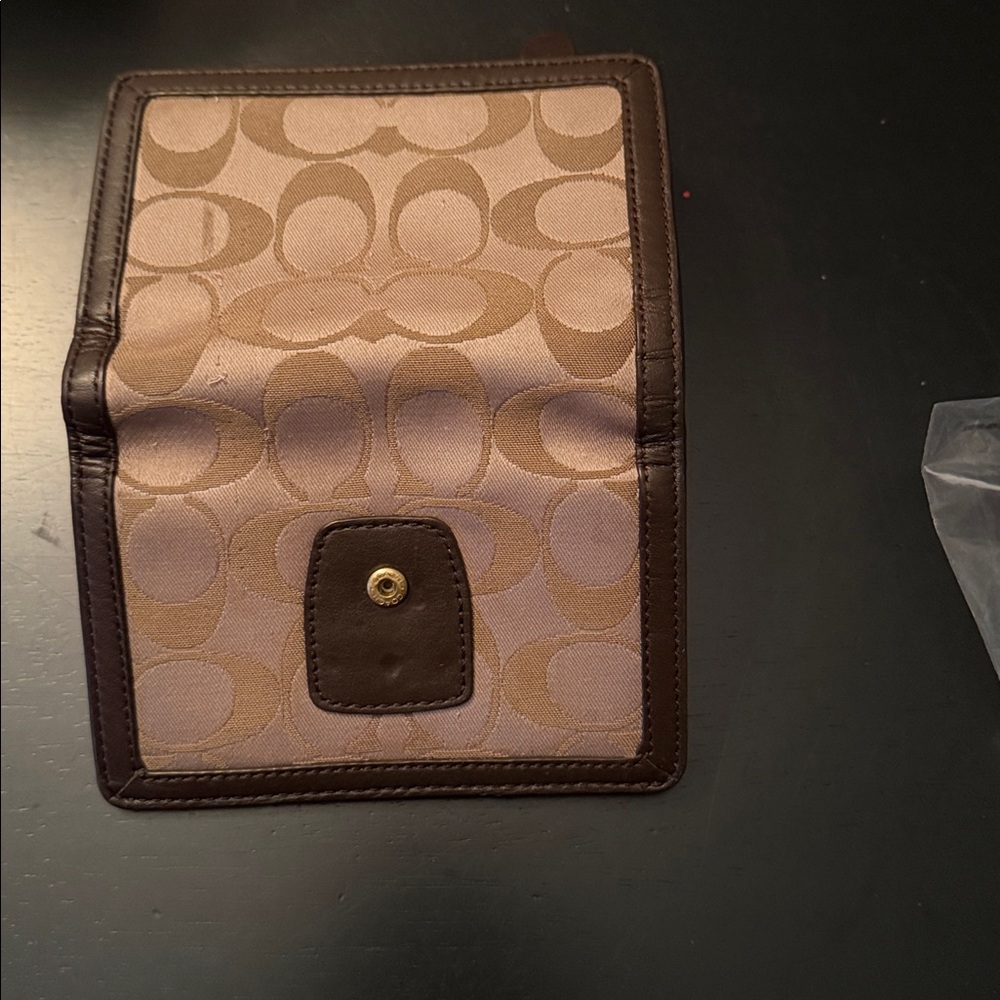 Coach Tan and Brown Signature Canvas Small Wallet with Gold Buckle - Picture 5 of 5